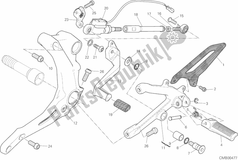 Alle onderdelen voor de Voetsteunen Links van de Ducati Superbike 1299S 90 TH Anniversario 2017